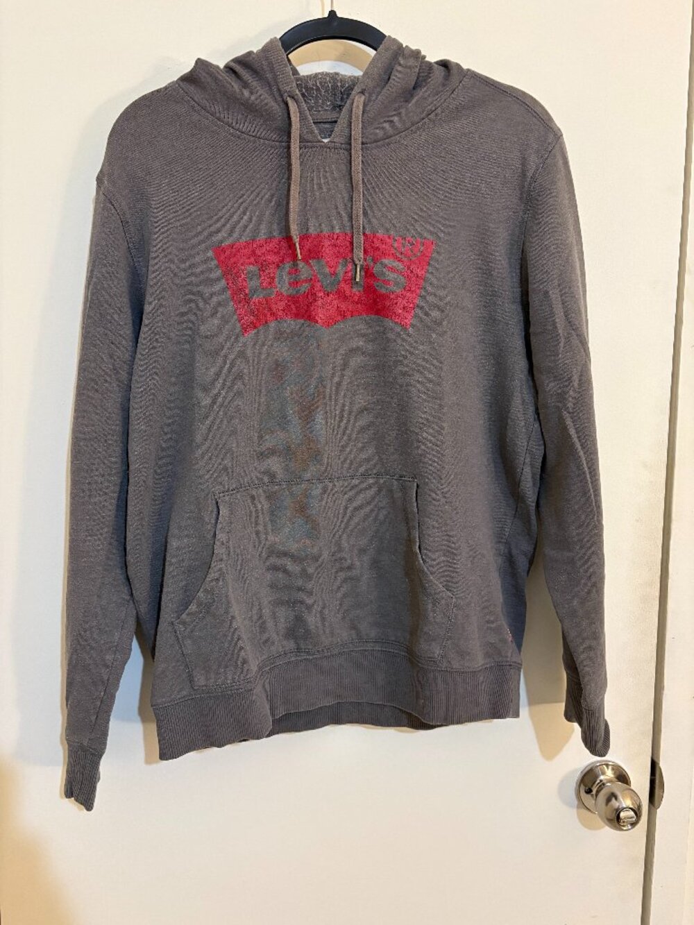 Levi's Hoodie Gray Red Logo Graphic Size M
